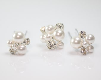 Swarovski Pearl and Rhinestone Bridal Hair Pins-Wedding Hair Pins-Swarovski Hair Pins-Style No.HP116