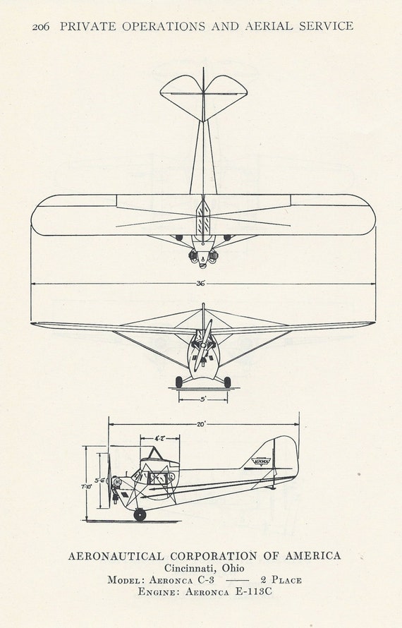 Airplane Diagram Aviation Print Vintage by VintageButtercup