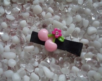 Light Pink Cherries Hair Clip - No Slip Grip - Baby - Toddler - Girl - Teen - Adult Hair Clip