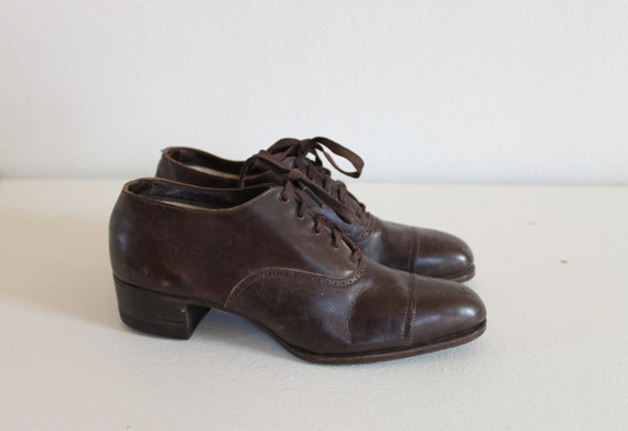 Items similar to edwardian leather oxfords vintage 1910s antique ...