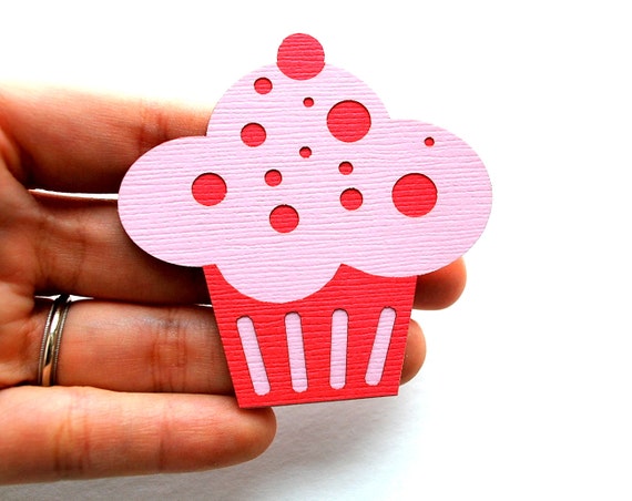 12 Cupcake die cut (2.5 Inches) Pink and hot pink die cut A554 Il_570xn