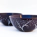 White and Purple Soup Bowls - Forest Night - Hand Painted Ceramic Dinner Set - Made to Order