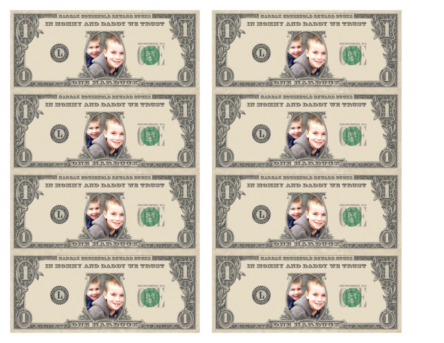 Personalized Kid's Reward Bucks / Dollars / Play by kristinpleas