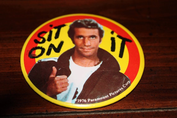 Vintage Happy Days Fonz Pinback Button Sit by CashmereJellybean