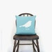 16x16 decorative throw pillow cover | White and Aqua Bird Pillow Case | Shabby Chic, Minimalist Home Decor | Spring Pastel Blue