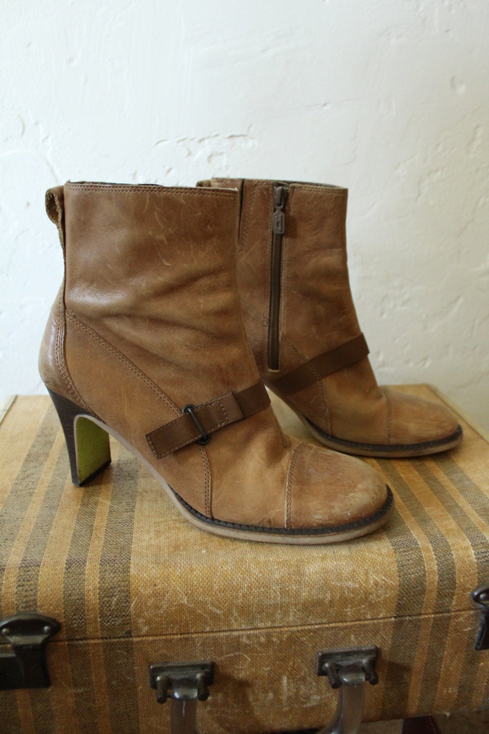 tan leather boots no heel