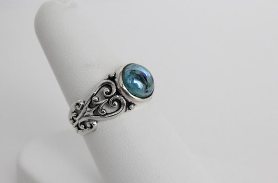 Filigree Rainbow Topaz Ring in Sterling Silver by moonkistdesigns