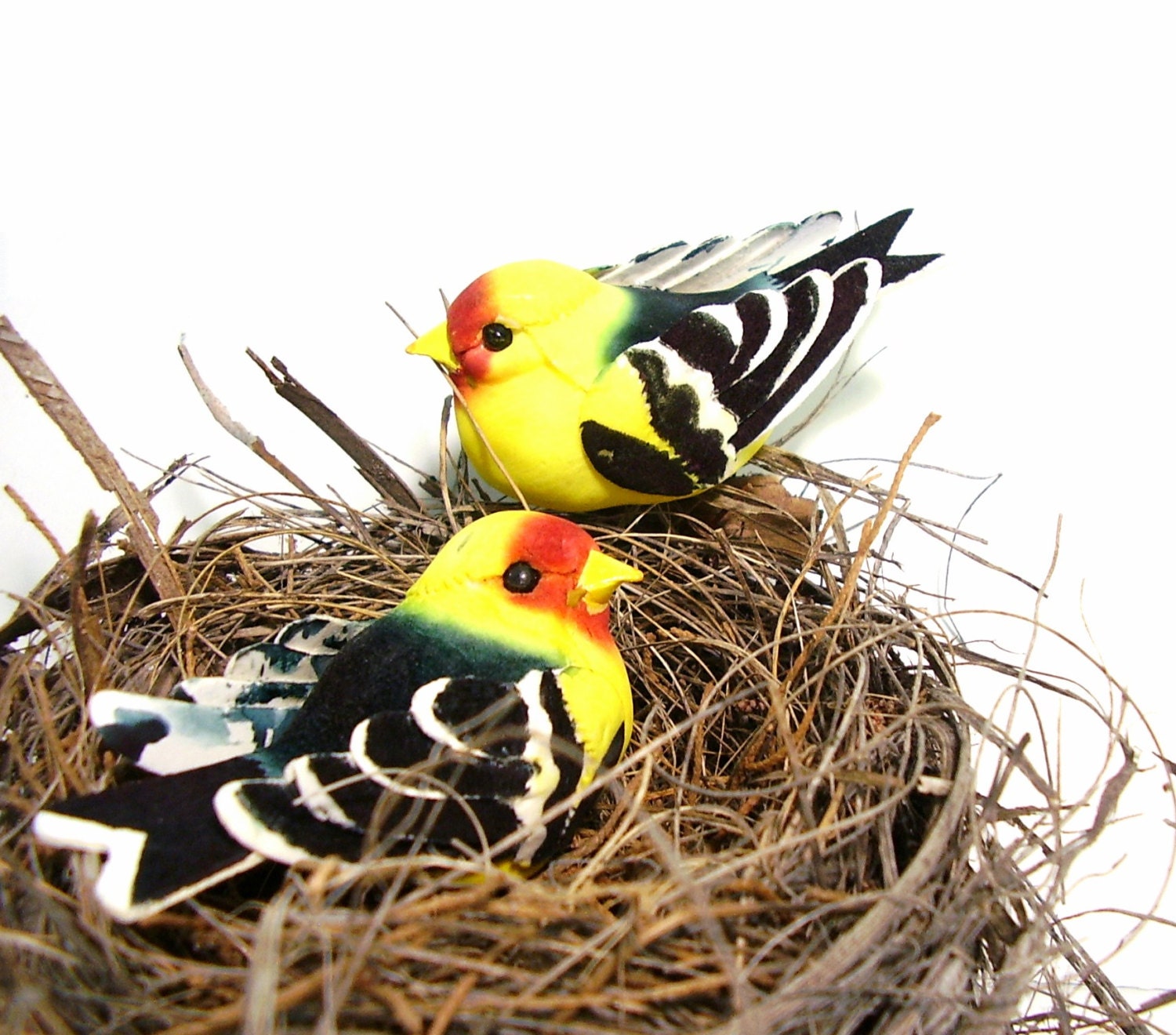 Craft Supply Mini Birds Hand painted Yellow Black Finches