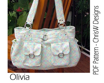 Bag Sewing Pattern - Olivia - great handbag, hobo bag or nappy bag by ChrisW Designs