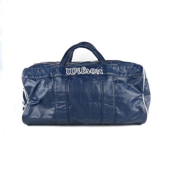 vintage wilson vinyl gym duffel bag tote navy blue by DrVintage
