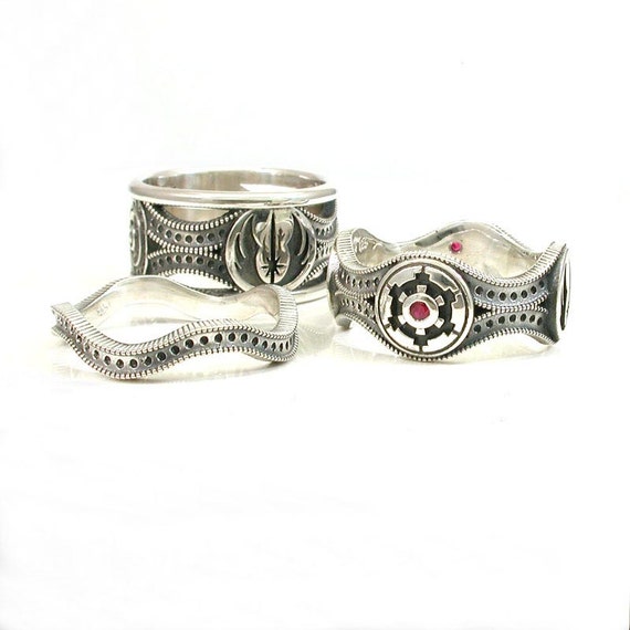 Star Wars Ring Set - Sterling Silver - Geek Engagement Rings