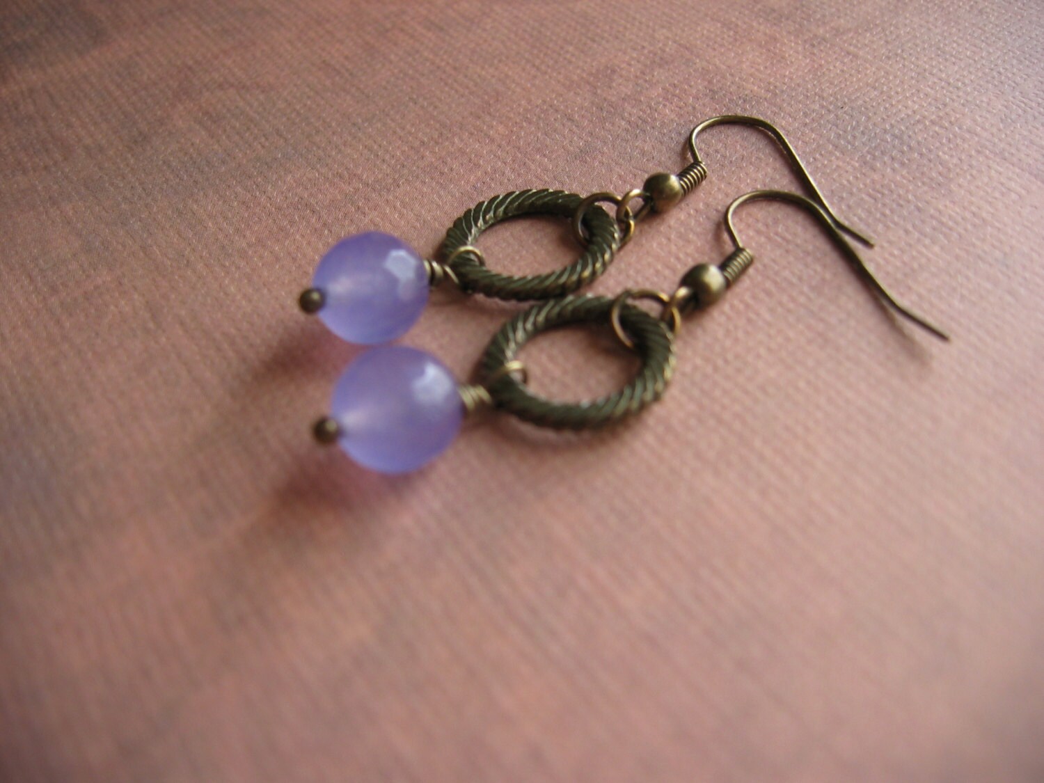 Purple Jade Earrings Lavender Purple Earrings Hammered