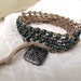 Dark Teal Bohemian Beaded Crochet Necklace or Bracelet, with gunmetal accents