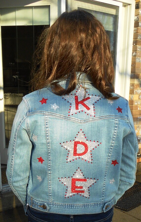 Custom Jean Jacket with Glitter and Rhinestones