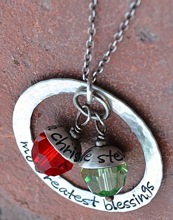 Mommy Necklace Sterling silver washer necklace with swarovski