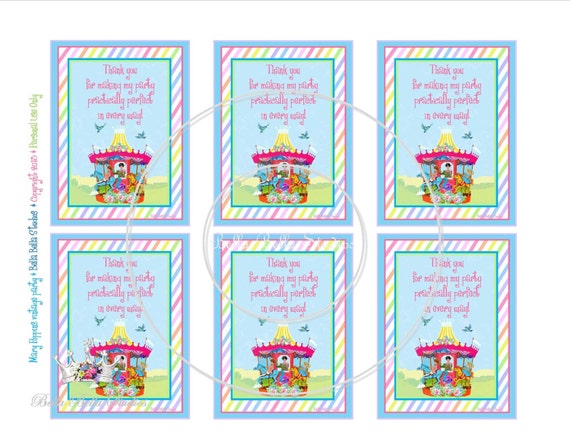 Mary Poppins Vintage Party Instant Download PRINTABLE Birthday FAVOR TAGS - Gift Tags - Bella Bella Studios Il_570xn