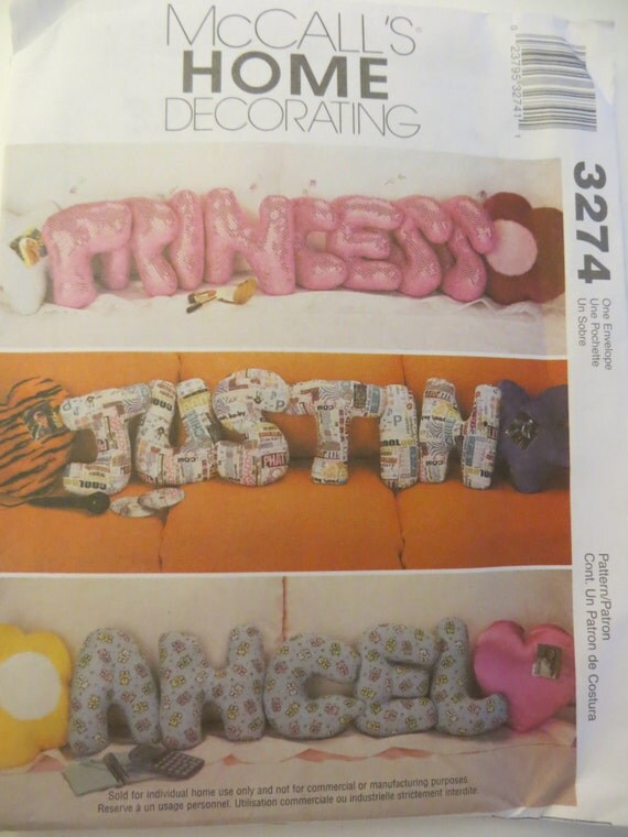 Sewing Pattern Alphabet Pillows Star Heart Flower Pillow