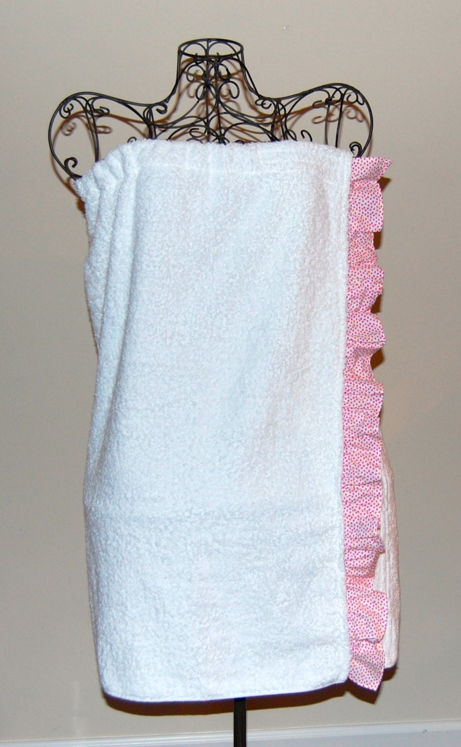 Monogrammed Terry Cloth Bath Wrap with a Pink and Orange