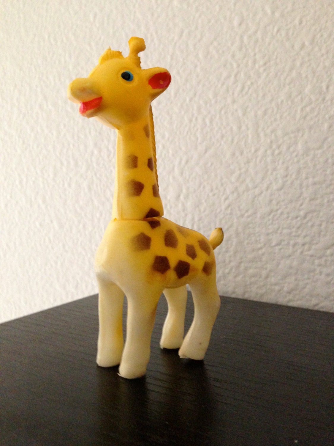 Rubber Yellow Giraffe Squeaky Baby Toy Vintage