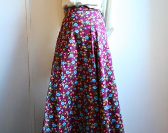 vintage 80s pink maxi skirt / high waisted skirt / M by eovu