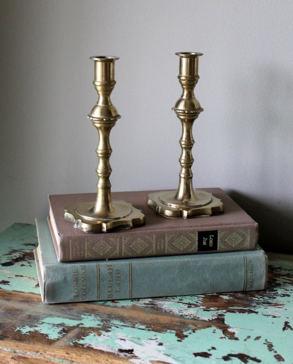 Vintage Brass Candle Holders Candleholders Metal Table Setting Centerpiece Home Decor Modern Candlesticks Heavy