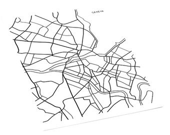 Belgrade City Map Art Print / Serbia Line Art Map by jennasuemaps