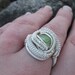 Wire Wrapped Peridot Ring in Sterling Silver Size 7