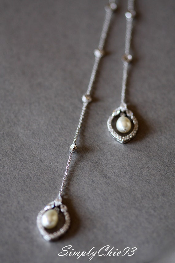 Backdrop Lariat Bridal Necklace Long Back Chain Necklace