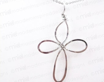Looped Cross - Cross Jewelry - Cross Pendant - Christian Jewelry - Christian Gift - Christian Pendant- Jesus - Faith- Aluminum- Wire Wrapped