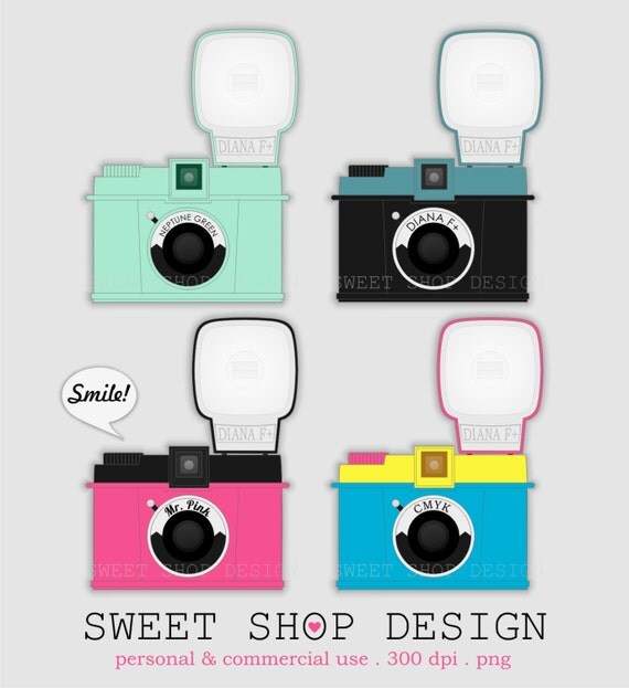 DOLLAR SALE Diana F Camera Clip Art, Photography Clip Art, Royalty Free Clip Art, N01, Instant Download Il_570xn