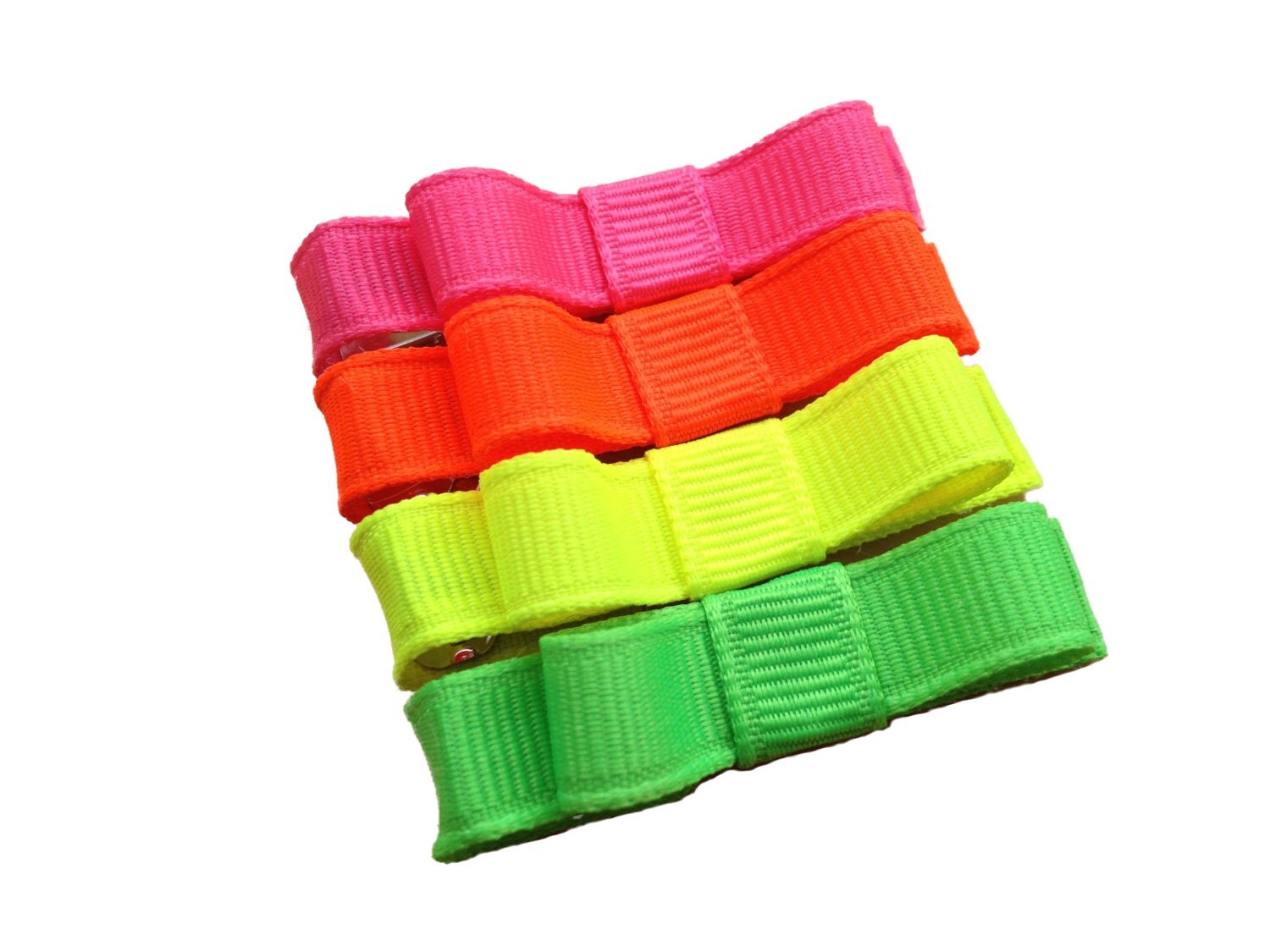 Set of 4 neon hair clips baby bows tuxedo bows toddler