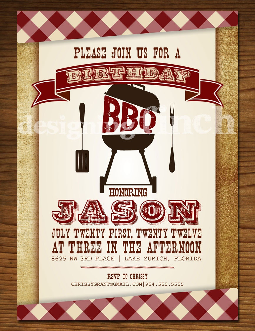 BBQ Birthday Invitation Customizable Printable 101