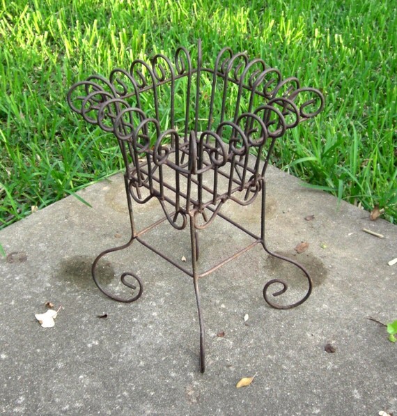 Square Wrought Iron Plant Stand / Garden Flower by Successionary