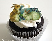 12 Rabbit Edible Prints - Vintage Easter Bunny with egg - Easter cupcake toppers Il_170x135