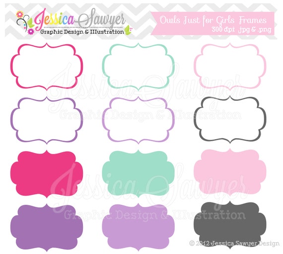 INSTANT DOWNLOAD, just for girls labels, tag clipart, printable labels, pink, purple, cards, invitations, scrapbook, digital frames Il_570xn