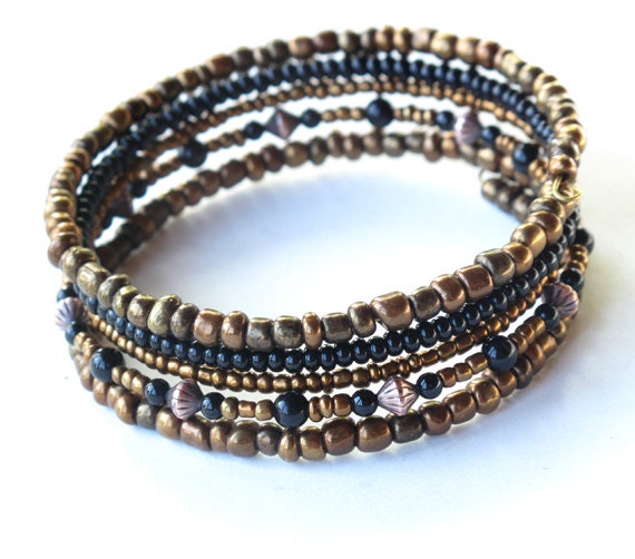 Stacking bead bracelets metallic beaded copper & by dalystudios