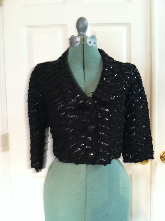 Vintage Womens Sequin Evening Jacket Vintage Size Small