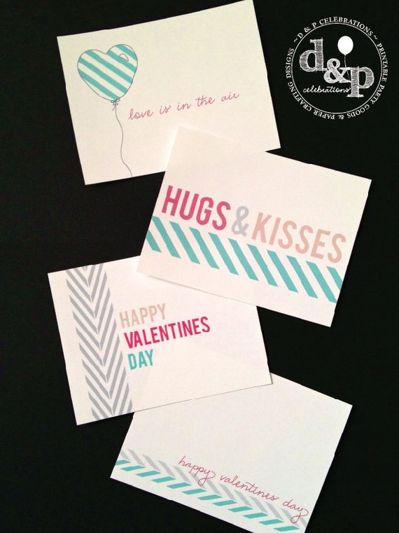Aqua Valentine Love Notes with FREE printable envelope Instant Download DIY Printable Page Il_570xn