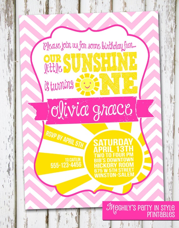 You Are My Sunshine Birthday Party Invitations 7