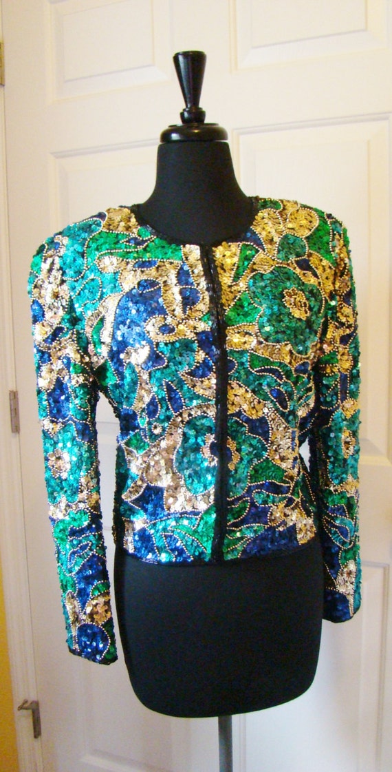 laurence kazar sequin jacket