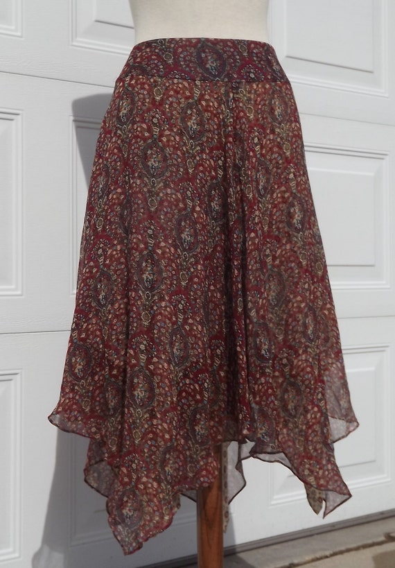 Silk Skirt From Designer Anne Klein Two Layers Hankerchief