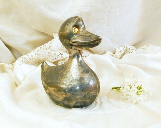 REDUCED TO CLEAR Vintage Metal Toy Duck Money Box, French Country Decor, Piggy Bank, Pocket Money, Retro Vintage Toy, Bird Money Box