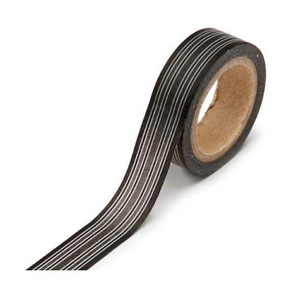 Black Horizontal Ribbon Stripe Washi Tape - Decorative Adhesive Tape - Scrapbooking Paper Craft Party Supplies Il_570xn