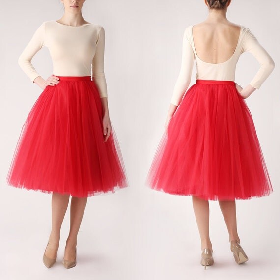 red and white tulle skirt