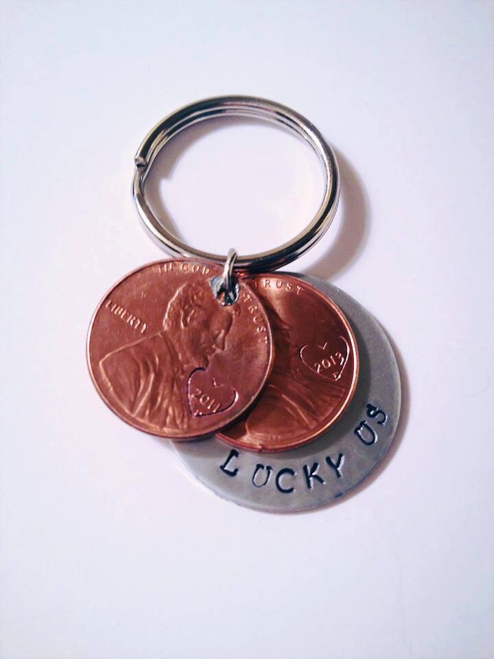 Hand Stamped Lucky Penny Keychain by CraftsGaLaura on Etsy