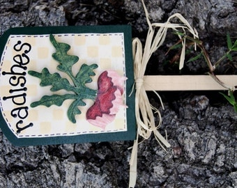 Garden Radishes Plant Sign - Wood Garden Sign