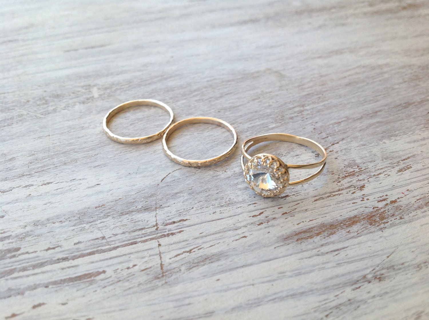 SET OF 3 RINGS Gold ring 3 stacking ring vintage ring