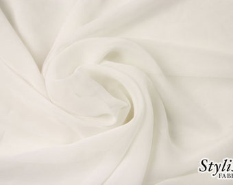 WHITE Chiffon Fabric by the Yard, Sheer Fabric , Solid WHITE Chiffon Fabric, WHITE Sheer Chiffon, Fabric by the yard Style 500