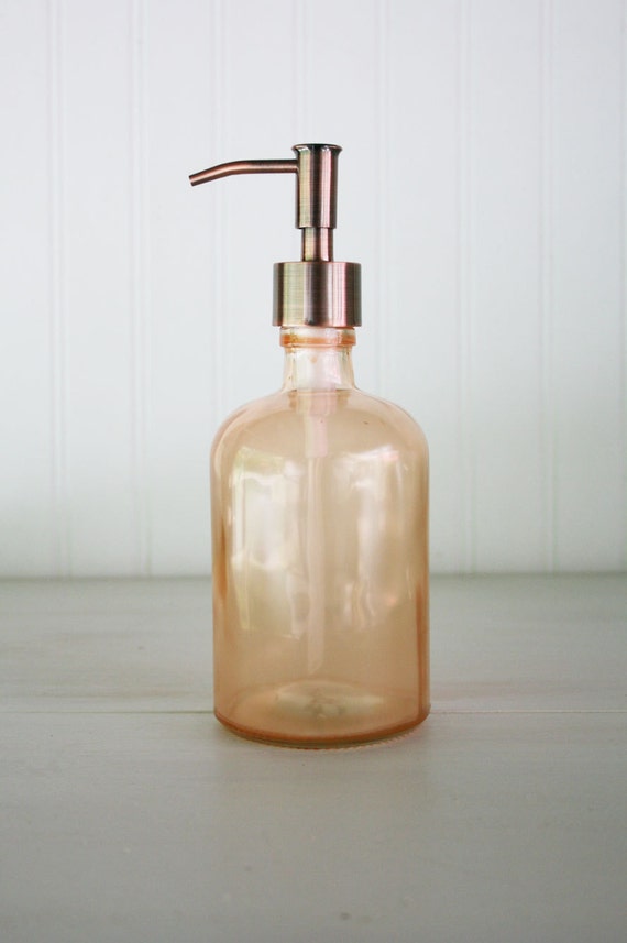 Recycled Glass Soap Dispenser Beach Sea Glass Coral Peach