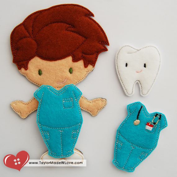 Dentist Scrubs Felt Paper Doll Outfit Digital Design File Dress Up